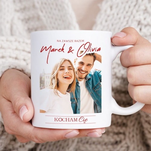 KUBEK ceramiczny walentynkowy ze zdjęciem pary prezent dla drugiej połówki