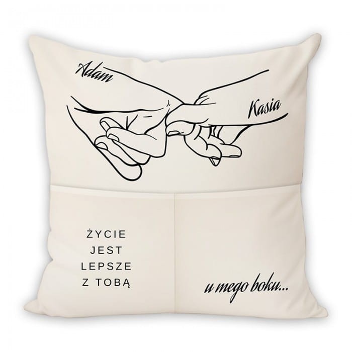 PODUSZKA z kieszeniami walentynkowy prezent dla pary personalizowany