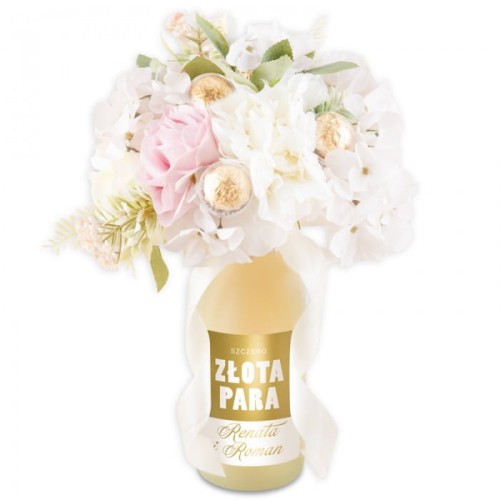 BUKIET z szampanem oryginalny prezent dla Pary Młodej