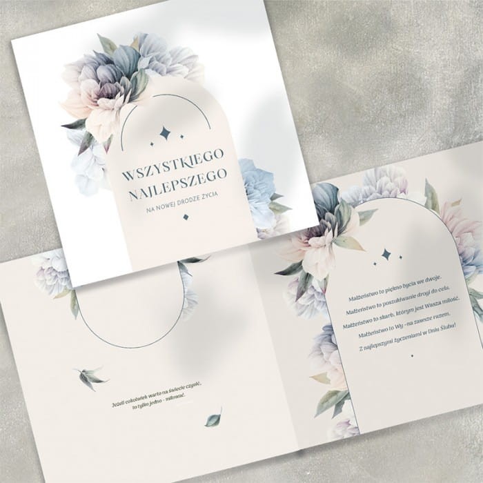 KARTKA na ślub z życzeniami w dekoracyjnej kopercie