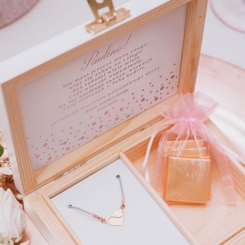 PREZENT dla panny młodej BRANSOLETKA pozłacana z grawerem Rose Gold