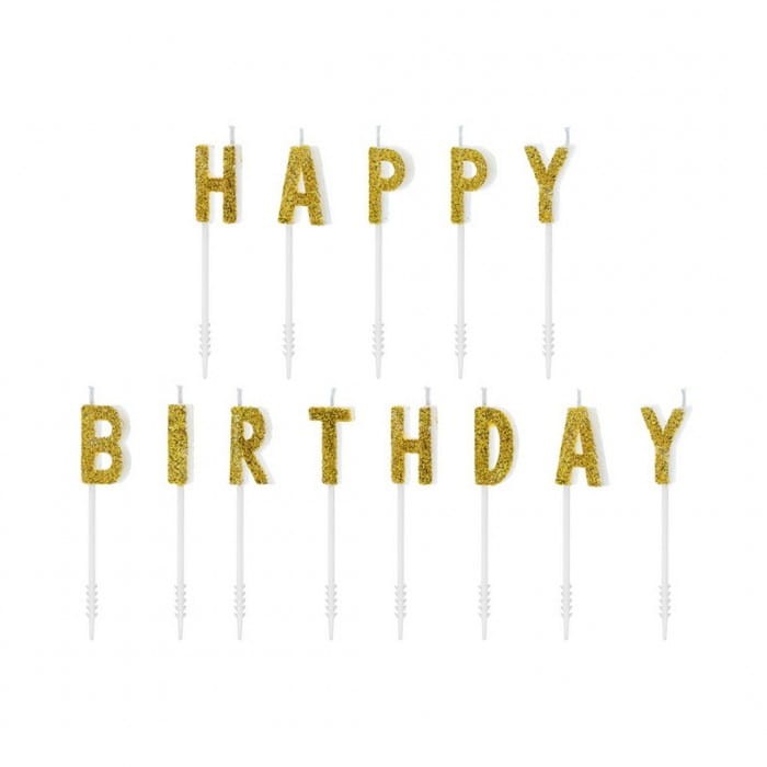 ŚWIECZKI urodzinowe napis Happy Birthday 13szt