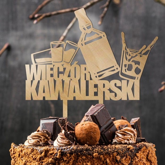 TOPPER drewniany na tort na wieczór kawalerski