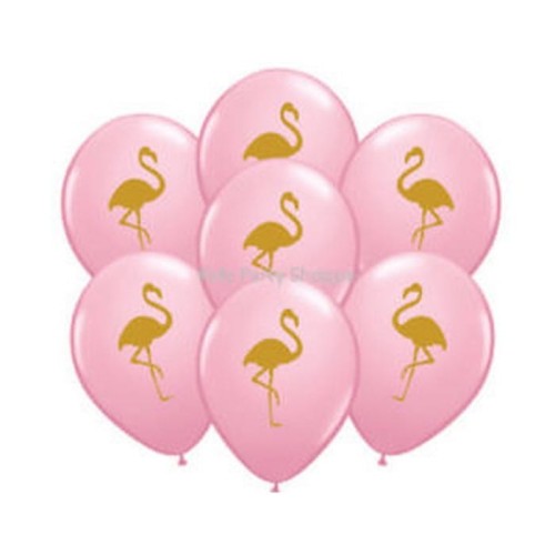 BALONY Złoty Flaming 27cm 6szt JASNORÓŻOWE