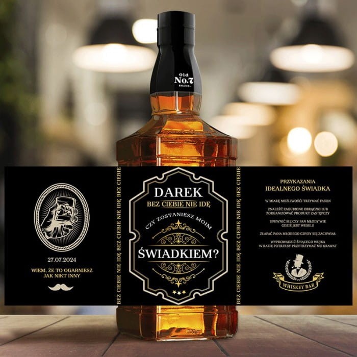 ETYKIETA na whiskey z pytaniem do świadka