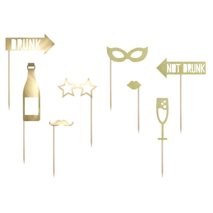 REKWIZYTY do sesji foto Imprezowe Złote 8szt