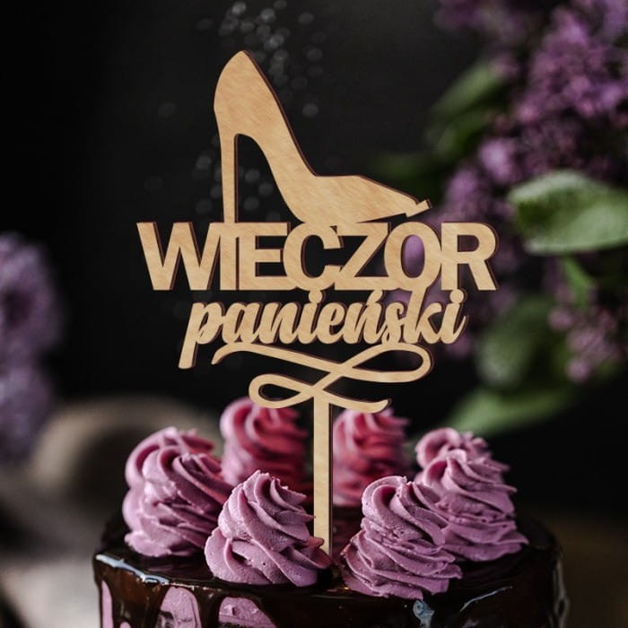 TOPPER na tort z napisem Wieczór Panieński But na wysokim obcasie