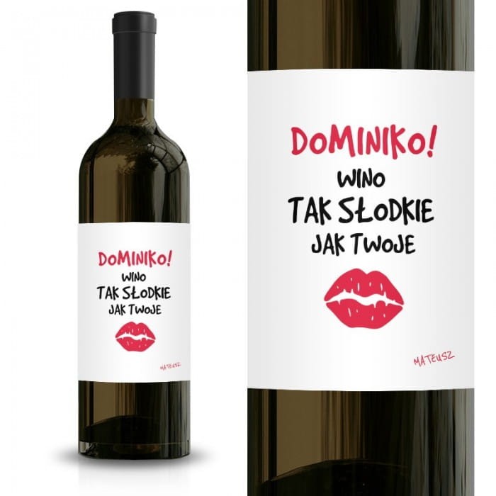 ETYKIETA walentynkowa na wino prezent dla ukochanej