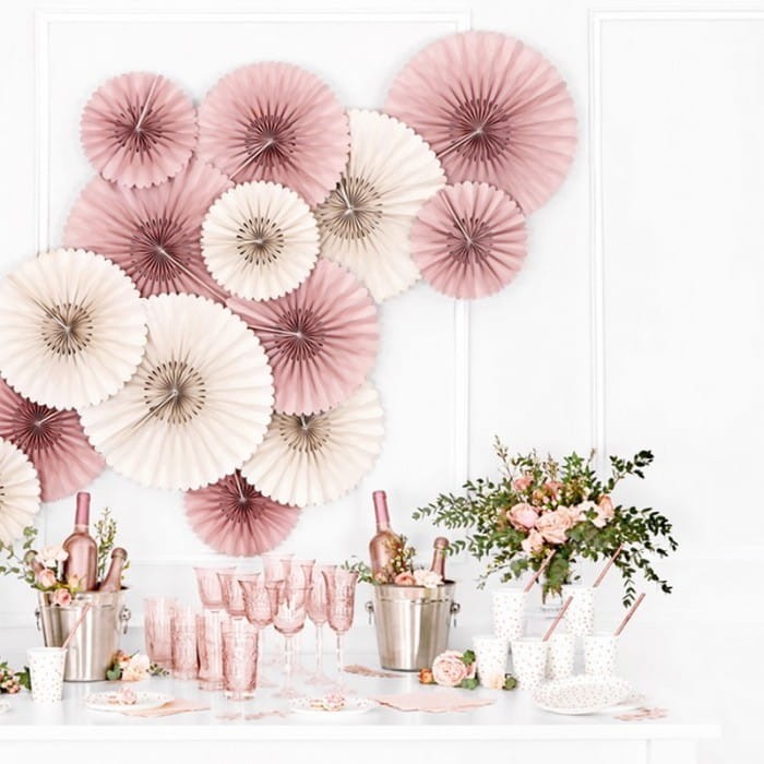 KUBECZKI papierowe białe z kropkami rosegold 6szt