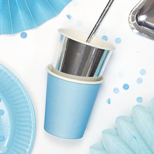 KUBECZKI papierowe metalizowane 6szt SREBRNE