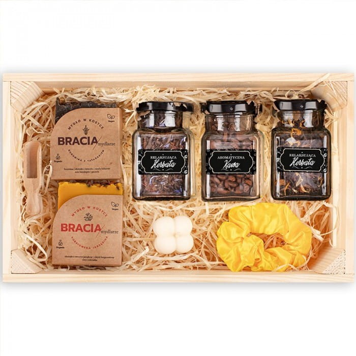 ZESTAW w skrzyni z naturalnymi upominkami Podziękowanie ślubne