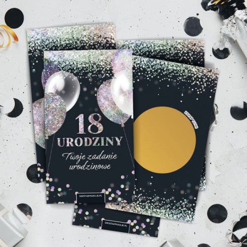 GRA imprezowa na 18 urodziny Karty z zadaniami pod zdrapkami 20szt