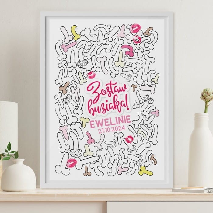 PLAKAT na wpisy dziewczyn Zostaw Buziaka 50x70 Z IMIENIEM