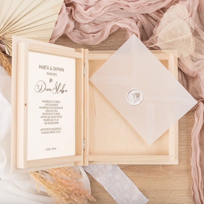PUDEŁKO z kopertą na pieniądze i życzeniami na ślub Kontur Młodej Pary