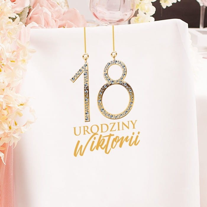 POKROWIEC na krzesło urodzinowe Dla kobiety Diamentowa liczba