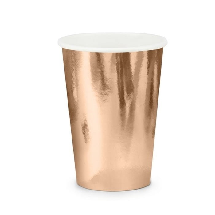KUBECZKI papierowe metalizowane 6szt ROSEGOLD