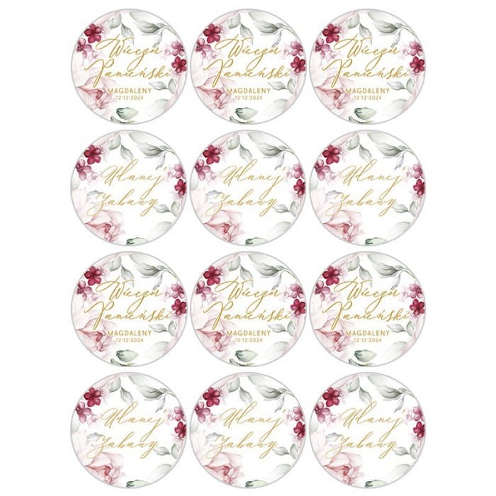 OPŁATKI na muffinki babeczki na wieczór panieński 12szt