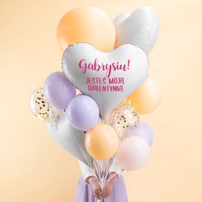 BALON foliowy DUŻE SERCE z imieniem Prezent na Walentynki