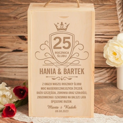 SKRZYNIA na 2 Wina Prezent na Rocznicę Ślubu
