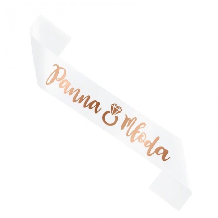 SZARFA Panna Młoda napis w kolorze różowego złota