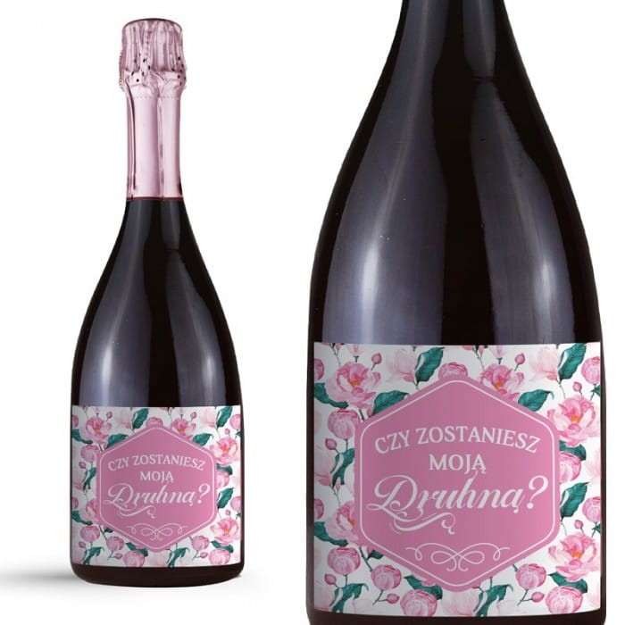 ETYKIETA na szampana różowa Pytanie do Druhny