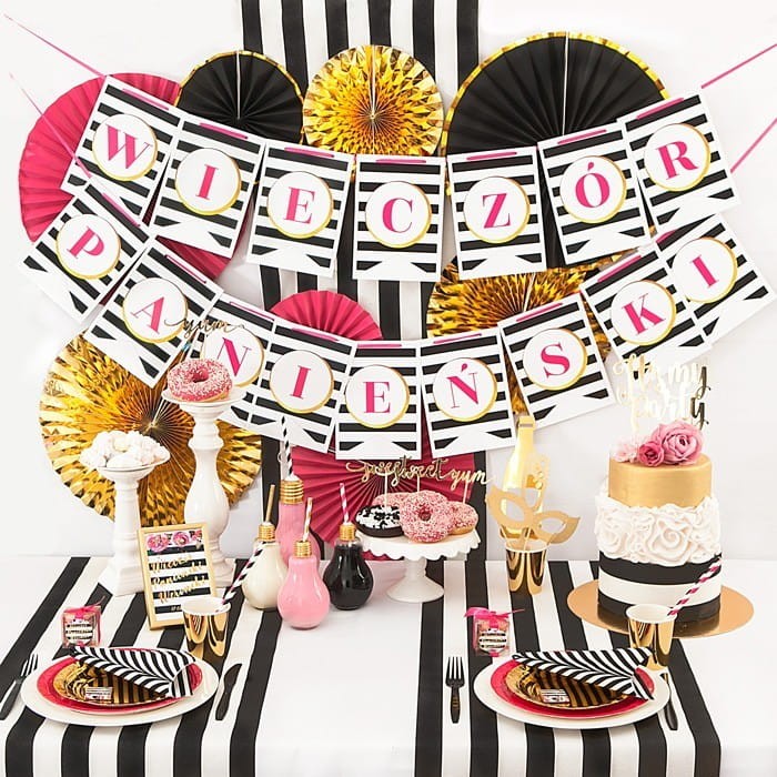 TALERZYKI papierowe złote Ø18cm 6szt Wieczór Panieński