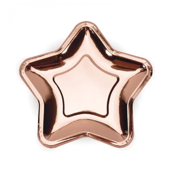 TALERZYKI papierowe Gwiazdki Rosegold 6szt