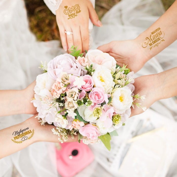 TATUAŻ złoty OMG Biorę Ślub