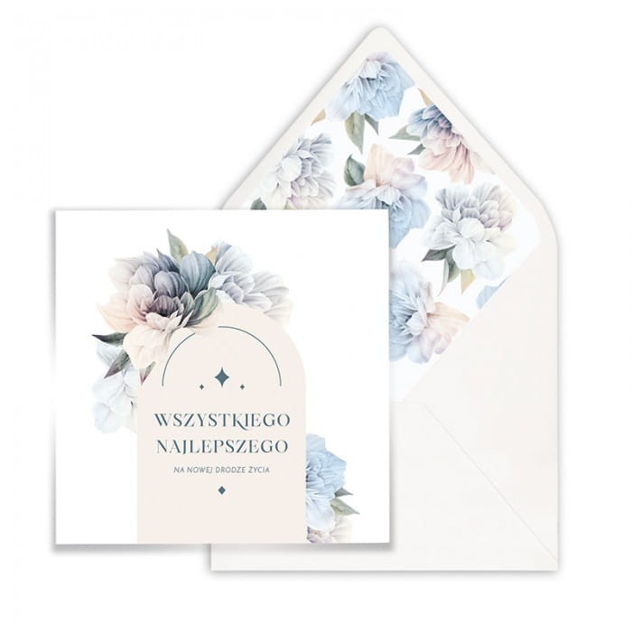 KARTKA na ślub z życzeniami w dekoracyjnej kopercie