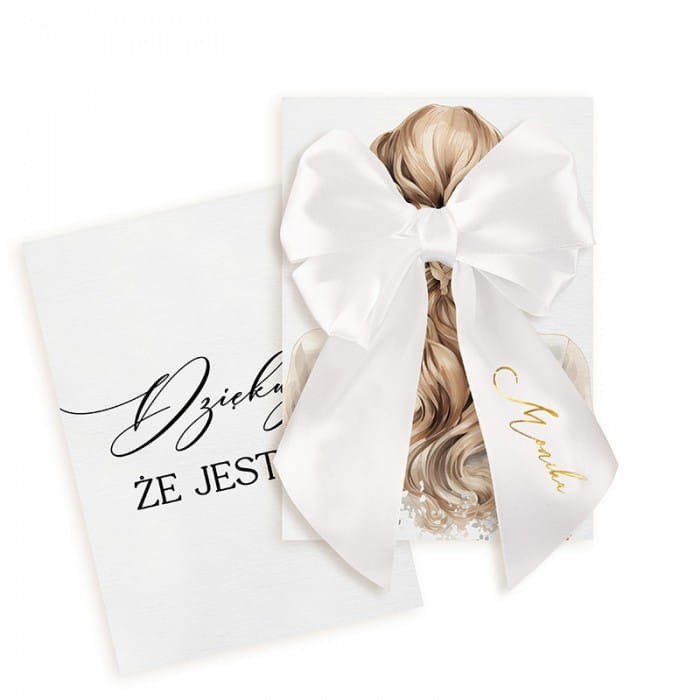 KOKARDA satynowa biała spinka do włosów dziękuję, że jesteś
