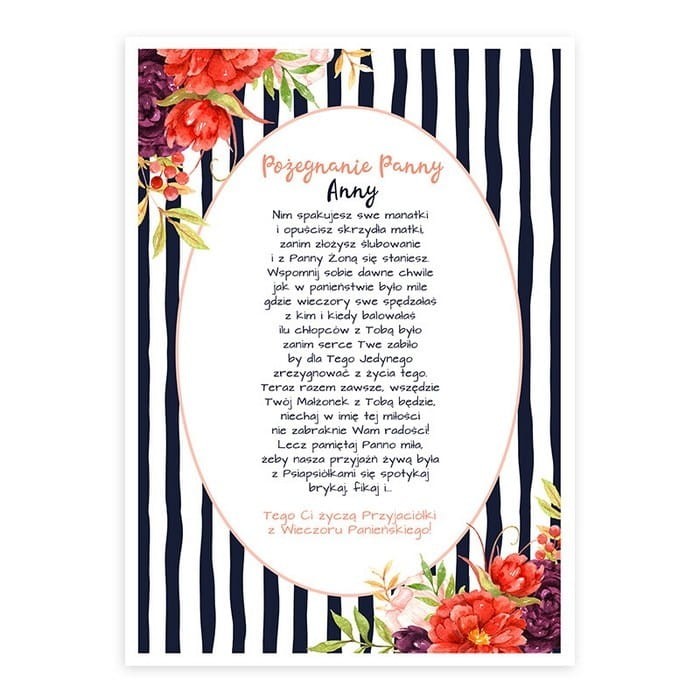 PLAKAT na wpisy dziewczyn Autumn Flowers 50x70 Z IMIENIEM