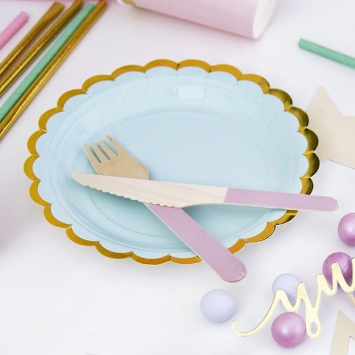 TALERZYKI papierowe z metalizowanym brzegiem 6szt MIĘTOWE