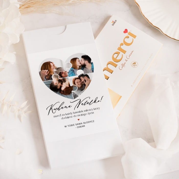 MERCI ze zdjęciem podziękowanie prezent dla ukochanej