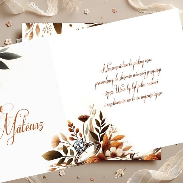 KARTKA na ślub z imionami Pary Młodej Gratulacje