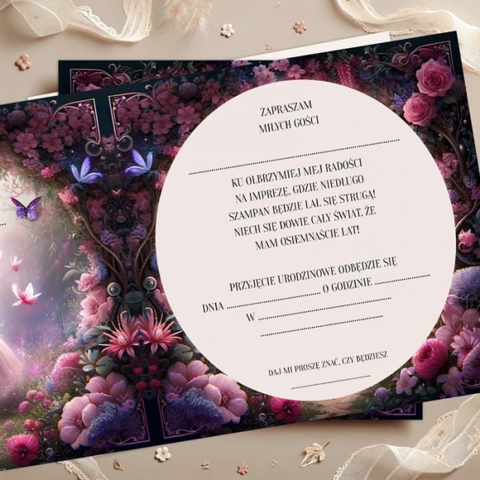 ZAPROSZENIA na 18 urodziny dziewczyny uniwersalne (+koperty)
