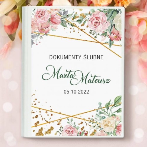 TECZKA na dokumenty ślubne Geometric Rose