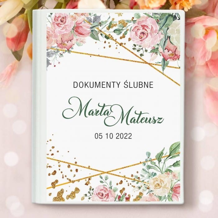 TECZKA na dokumenty ślubne Geometric Rose