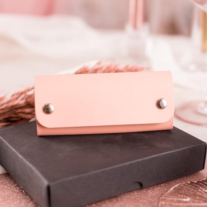 ETUI skórzane na klucze różowe Prezent dla Niej