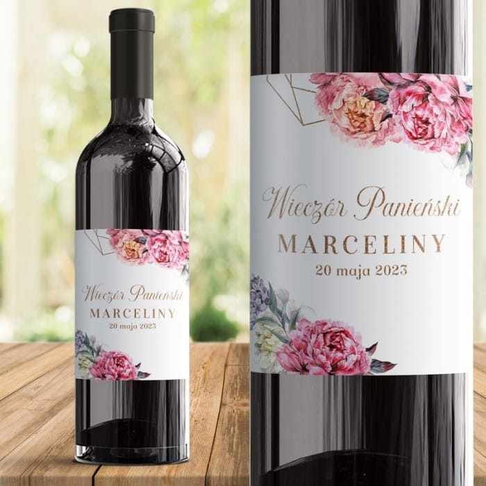 ETYKIETA na Wino personalizowana na panieński Sweet Peony