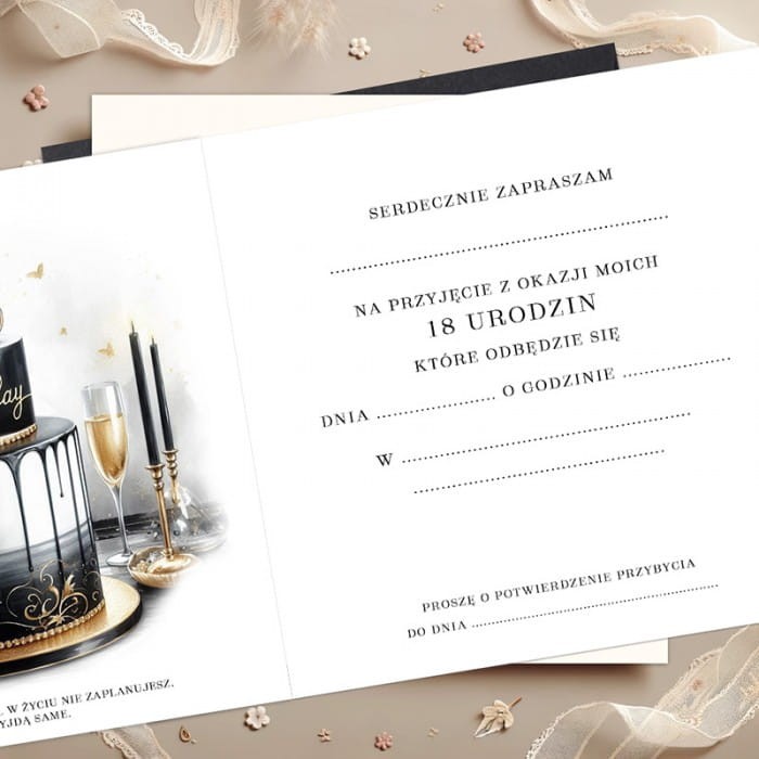 ZAPROSZENIE na 18 urodziny dziewczyny w stylu Glamour