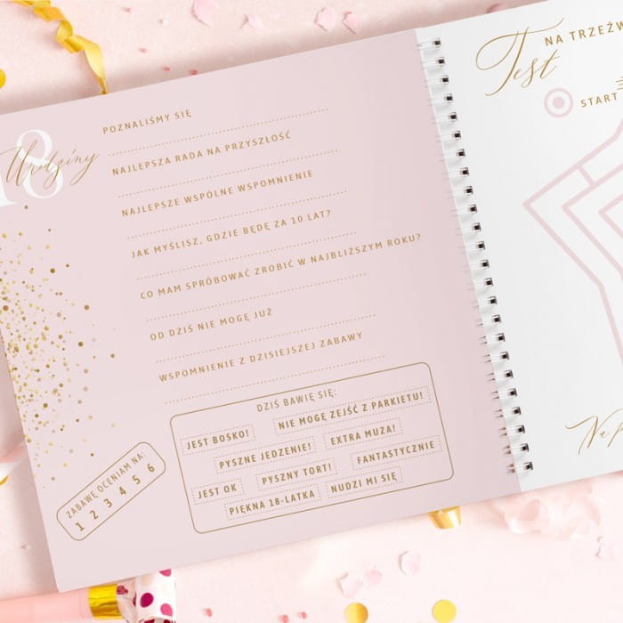 ANKIETY na 18 urodziny dziewczyny pomysłowa księga gości z zadaniami