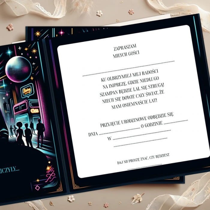 ZAPROSZENIA na 18tke chłopaka do wypisania 10szt (+koperty)