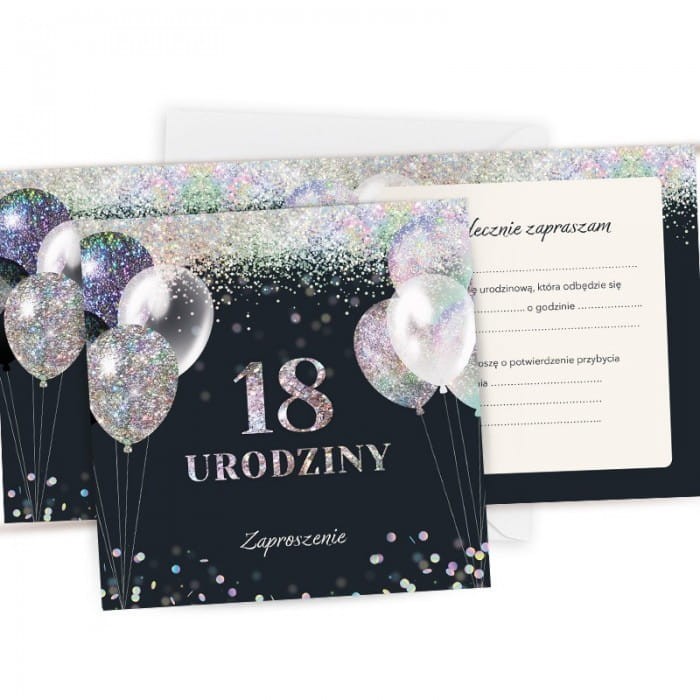 ZAPROSZENIA na imprezę z okazji 18 urodzin 10szt
