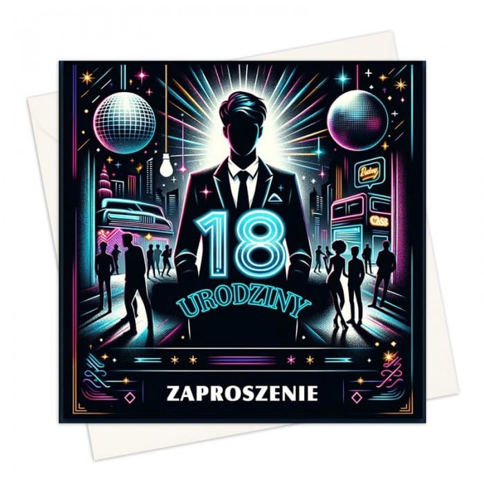 ZAPROSZENIA na 18tke chłopaka do wypisania 10szt (+koperty)