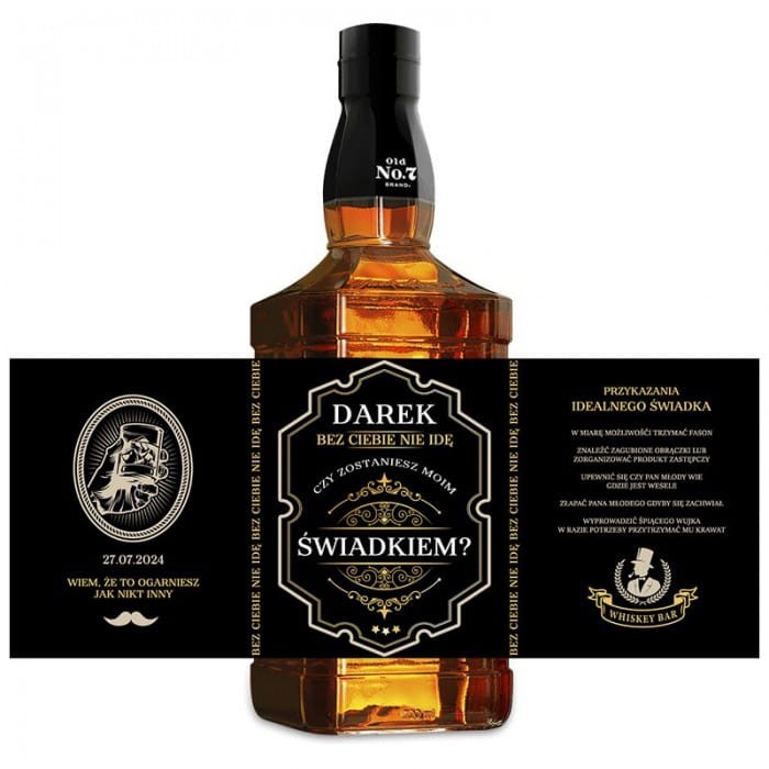 ETYKIETA na whiskey z pytaniem do świadka