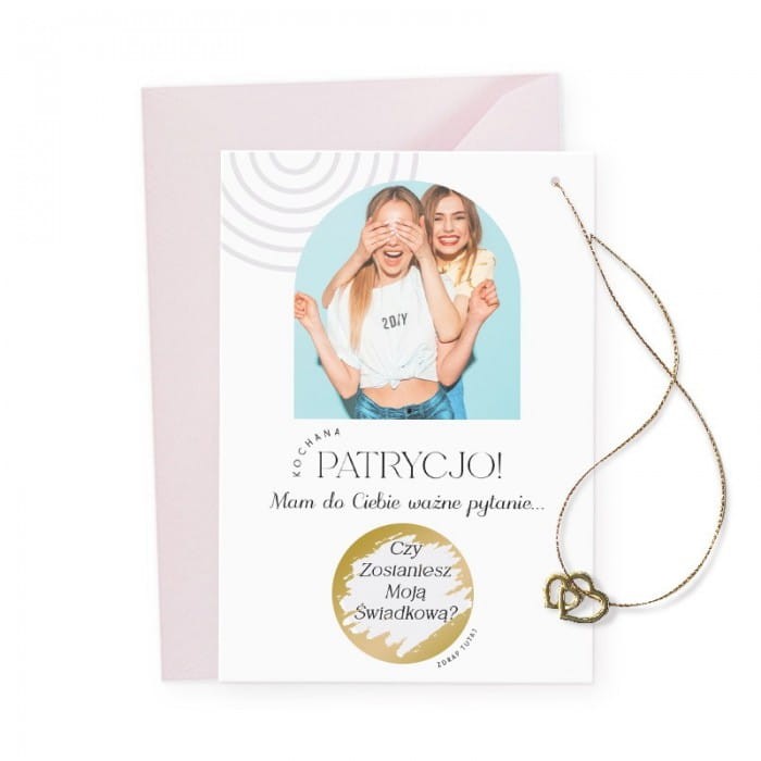 PYTANIE do świadkowej Kartka ze zdjęciem pytanie pod zdrapką