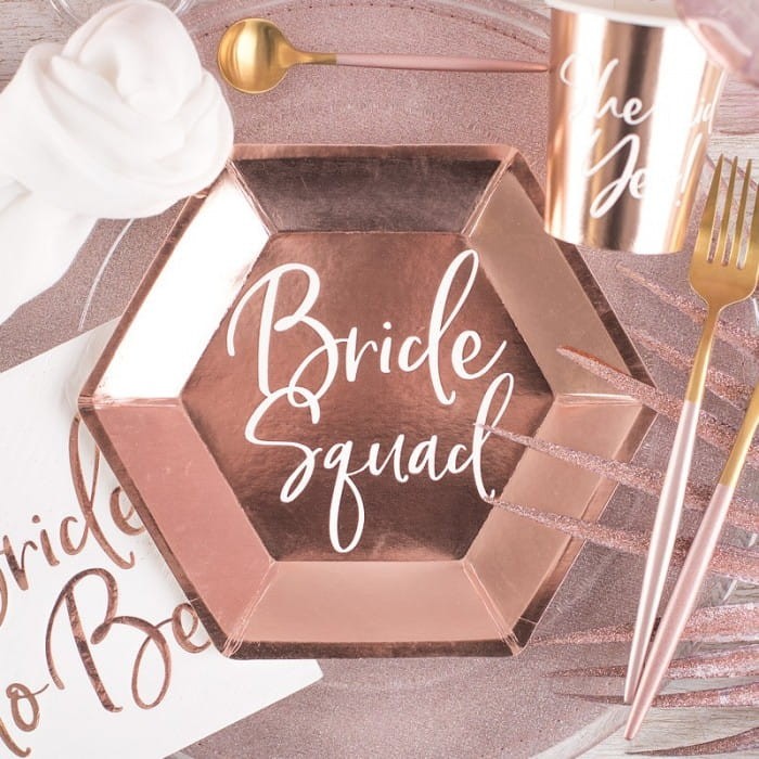 Talerzyki papierowe Bride Squad Ø23cm 6szt RÓŻOWE ZŁOTO