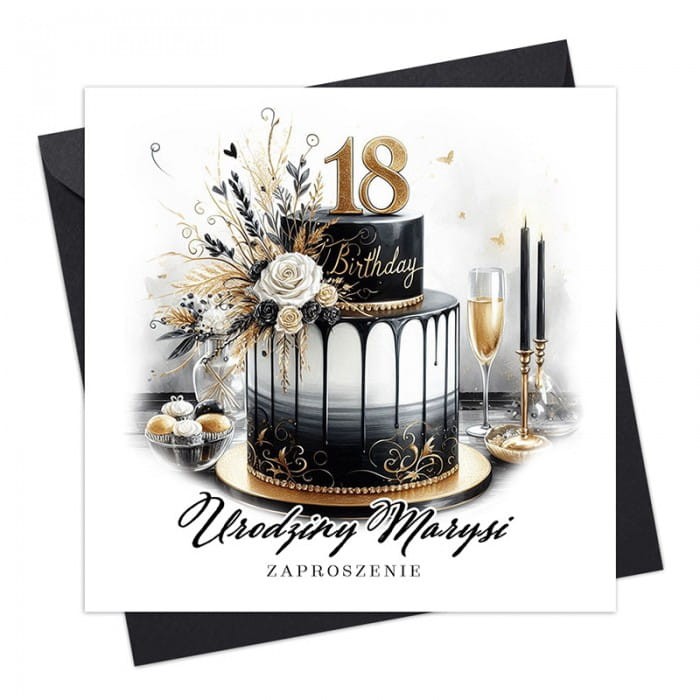 ZAPROSZENIE na 18 urodziny dziewczyny w stylu Glamour