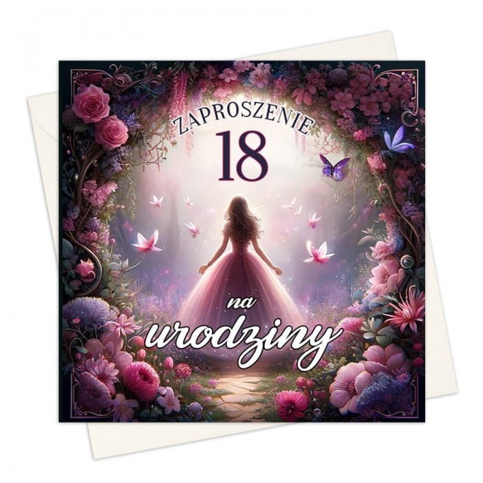ZAPROSZENIA na 18 urodziny dziewczyny uniwersalne (+koperty)