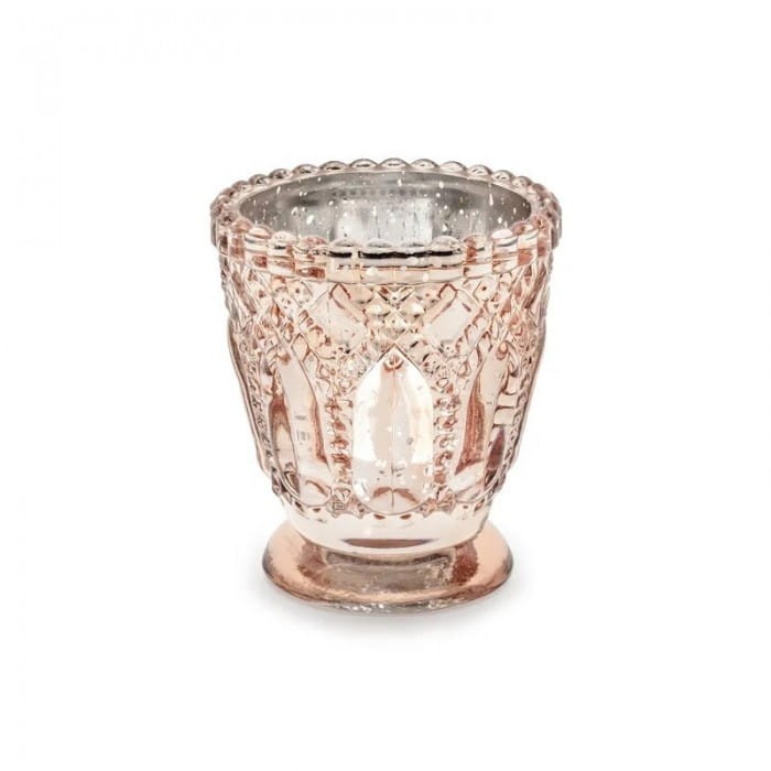 ŚWIECZNIKI szklane w kolorze różowego złota dekoracja na panieński 4szt